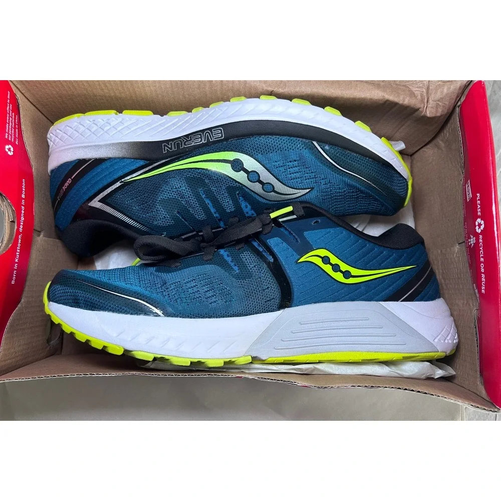 Saucony Guide ISO 2 Everun Mens Size 9 Running Shoes Blue Citron Sneakers